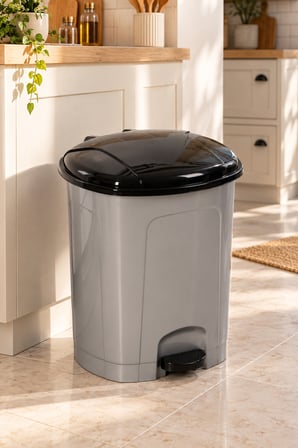 Porsima 1104 Slim Pedallı Çöp Kovası 30 Lt Metalik Gri - İç Kovalı Mutfak Banyo Kutusu