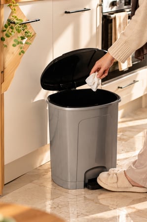 Porsima 1104 Slim Pedallı Çöp Kovası 30 Lt Metalik Gri - İç Kovalı Mutfak Banyo Kutusu