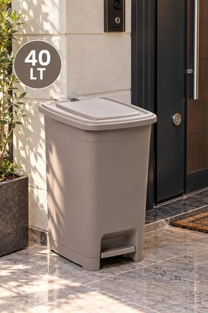 Porsima 1139 40 Lt İç Kovalı Pedallı Çöp Kovası - Slim Mutfak Ve Banyo Çöp Kovası (Latte / Bej)