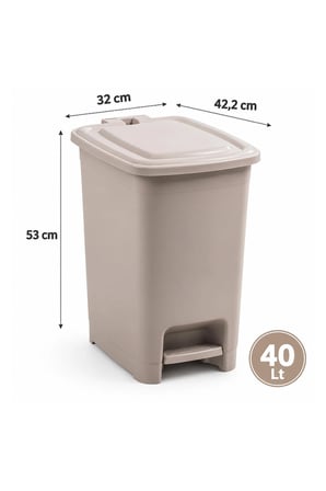 Porsima 1139 40 Lt İç Kovalı Pedallı Çöp Kovası - Slim Mutfak Ve Banyo Çöp Kovası (Latte / Bej)