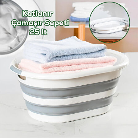 Porsima 1065 Akordiyon Katlanır Sepet Katlanabilir Çamaşır Sepeti Orta Boy Katlanır Çamaşır Sepeti 25LT