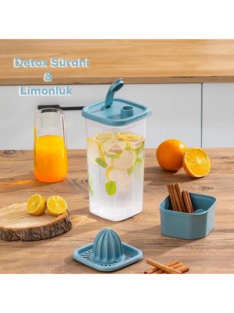 Porsima 06-1109 Detoks Sürahi & Limonluk Şeffaf 1,5 L - Mavi