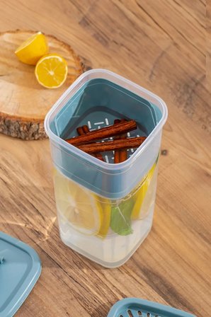 Porsima 1110 Detoks Sürahi & Limonluklu Matara Şeffaf-mavi 2 Lt