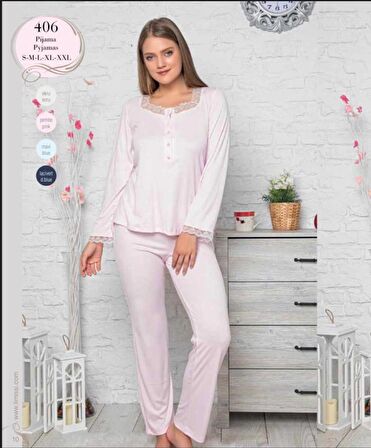 Limissi 406 Ecru  Hamile Lohusa Pijama Takımı