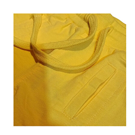 Erkek Çocuk Şort – Bağcıklı Bel – Canlı Sarı – %100 Pamuk