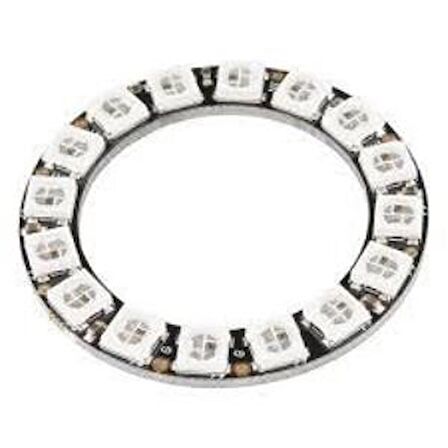 Neopixel 16 Rgb Led Halka Kartı Dahili Sürücülü - Neopixel Ring - 16 X Ws2812 5050 Rgb Led With Inte