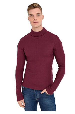 Erkek Beyaz Boğazlı Slim Fit Triko Kazak