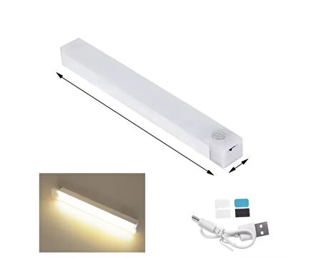  20 CM SARI GÜN IŞIĞI HAREKET SENSÖRLÜ DOLAP İÇİ ÇALIŞMA MASASI MUTFAK TEZGAH ALTI USB LED IŞIK