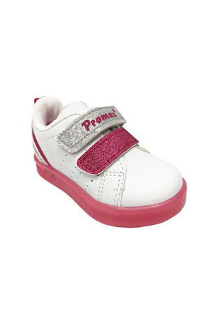 Promax 1739 Işıklı Simli Deri Bebe Spor Ayakkabı 21-25