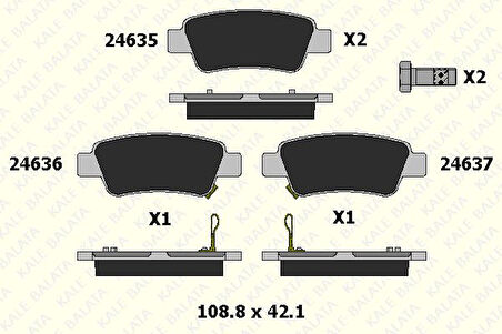 Honda Arka Fren Balatası Honda Cr-V 2.0 I-Vtec 07>12 / Cr-V 1.6 I-Dtec 12> - Kale B 24635 165 15 Ans