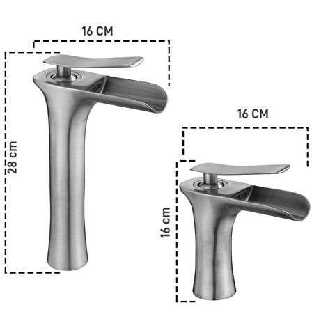 FKN Şelale Uzun Krom Çanak Lavabo Bataryası
