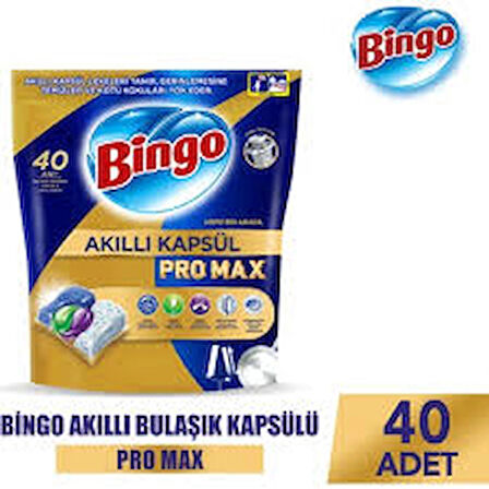 Bingo Akıllı Kapsül Pro Max Bulaşık Makinesi Deterjanı 40 Tablet+Bingo Fresh Lovely Yüzey Temizleyici 2.5 L+Bingo Soft Manolya Konsantre Çamaşır Yumuşatıcısı 1440 Ml-