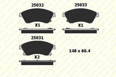 Opel On Fren Balatası 15 İnch Astra J Cruze Aveo T300 - Kale B 25031 188 05 Ans
