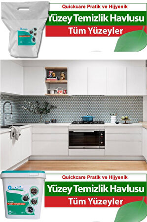 QUICKCARE Dezenfektanlı Hijyenik Yüzey Temizlik Havlusu Kova + Yedek Mendil 800 Adet Eko Aloe Vera Kokulu