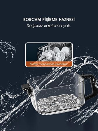 PiranTech Özel Borcamlı Pişirme Haznesi, Çift Kulplu, Dokunmatik Kontrollü Airfryer-Fritöz 5,5 Litre