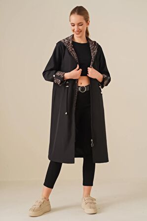 Rodi Kadın Leopar Kol Katlamalı Trenchcoat DS22YB119091