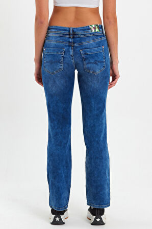 Kadın Sol Cep Fermuarlı Denim Pantolon RD24YB013780