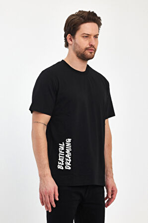 Erkek Arkası Rodi Baskılı Bisiklet Yaka T-shirt 2750