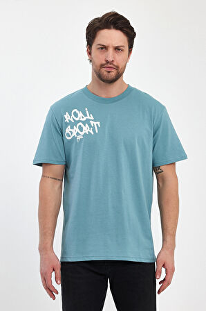 Erkek Arkası Baskılı Bisiklet Yaka T-shirt 2744