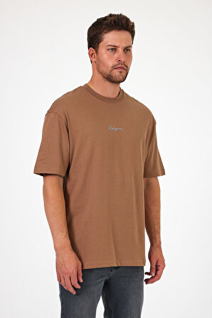Erkek Önü Baskılı Bisiklet Yaka T-shirt 2702