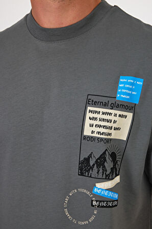 Erkek Bisiklet Yaka Baskılı T-shirt 7023
