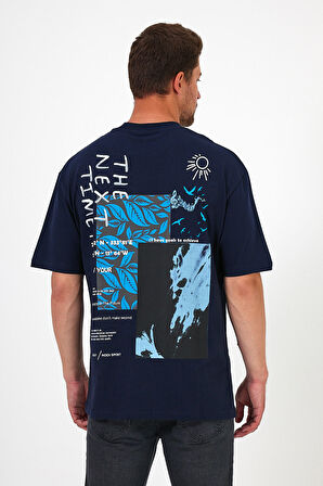 Erkek Bisiklet Yaka Baskılı T-shirt 7024