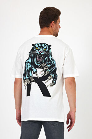 Erkek Bisiklet Yaka Aslan Baskılı T-shirt 7025