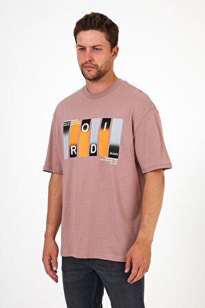 Erkek Bisiklet Yaka Baskılı T-shirt 7028
