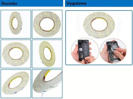 5mm|1MT Çift Taraflı Bant Ekran Kasa Kapak Pil Tamir Bantı-SİYAH