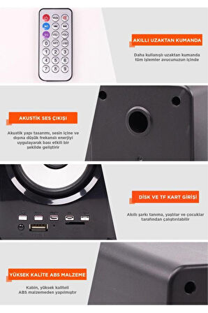 D23 Bluetooth Hoparlör 3.5mm Jack Kablolu Bilgisayar Hoparlörü