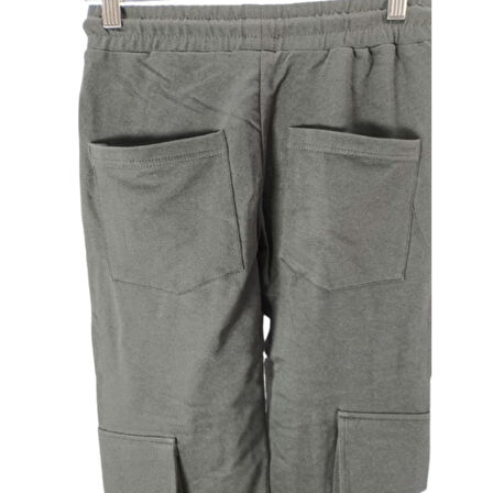 Kız Çocuk Siyah Kargo Cepli Pantolon – %100 Pamuk, Lastikli Bel, Rahat Kalıp