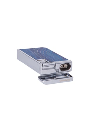 Çift Torch Pürmüz Mavi-Gümüş Ahşap Desenli Metal Puro Çakmağı - TR7954