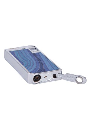 Çift Torch Pürmüz Mavi-Gümüş Ahşap Desenli Metal Puro Çakmağı - TR7954