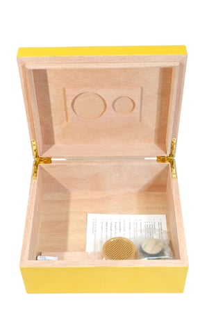 Cohiba Sarı Nokta Desenli Sedir Humidor Puro Kutusu - TR9820