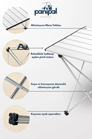 Alüminyum, Katlanabilir Kamp ve Piknik Masası, Omuz Askılı Taşıma Çantasıyla M