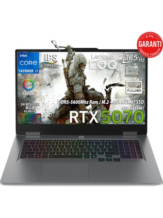 Lenovo LOQ 17IRX10 Intel Core I7-14700HX 64-GBDDR5 2 TBSSD GeforceRTX 5070 8GB (115W) 17.3" FHD IPS Panel 165Hz Windows 11 Home 83JH00BCTRAT101