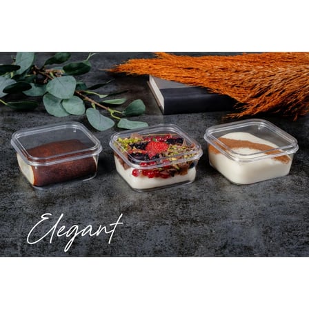 Elegant Şeffaf Plastik Kapaklı Kutu 270 cc - (450 ADET)