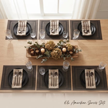 6'lı Amerikan Servis Pvc 30x45cm (AS-10G)