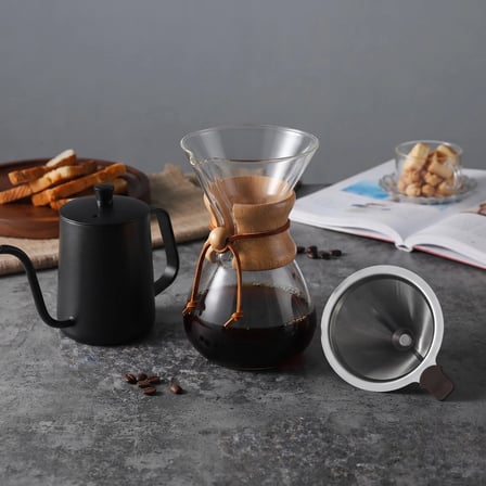3'Lü V60 Kahve Demleme Seti̇ 600Ml(Siyah) Çeli̇K Fi̇Ltre
