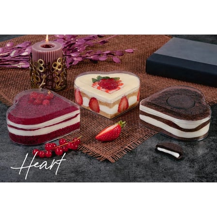 Heart Şeffaf Plastik Kapaklı Kutu 280 cc - (180 ADET)
