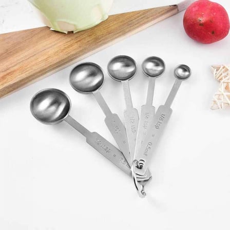 Çeli̇k Kaşık Ölçek 5'Li̇ (1,25/2,5/5/7,5/15ML) (CO-6)
