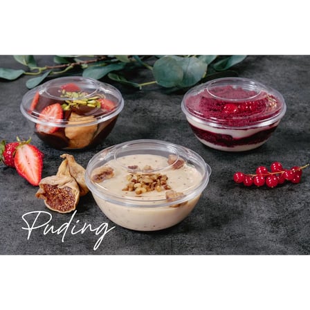 Puding Şeffaf Plastik Kapaklı Kutu 250 cc