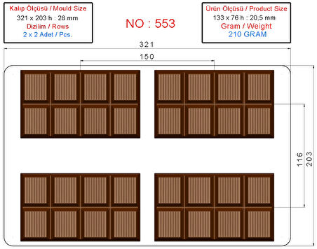 210 Gr. Tablet Çikolata Kalıbı - 0553