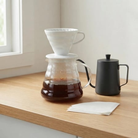V60 Profesyonel Seramik Filtre Kahve Demleme Seti 600 Ml (Beyaz)