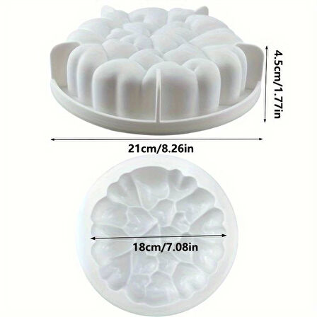 Silikon Çoklu Kalp Mousse Kek ve Pasta Kalıbı, Ø:18 Cm H: 4,5 Cm