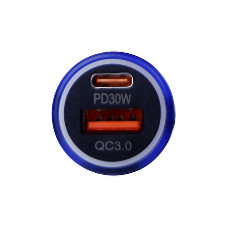 BR01 48W Şeffaf Araç Şarj Cihazı | PD & QC 3.0 Destekli, Çift USB Hızlı Şarj