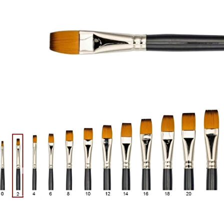 Samur 210 Serisi Düz Kesik Uçlu Yağlı Boya Fırçası No:2