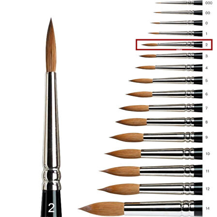 Samur 145 Serisi Yuvarlak Uçlu Sulu Boya Fırçası No:2