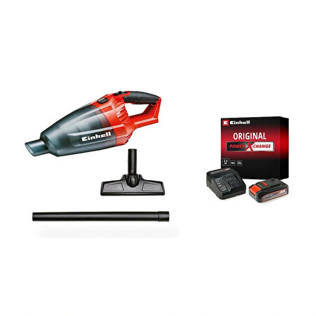 Einhell TE-VC 18 Li, Akülü El Süpürgesi Seti (2,5 Ah akü ve şarj cihazı dahildir, 18V, 42 mbar emiş gücü, 540 ml toz haznesi, 3 başlık, uzatma aparatı) - 2347120 & 4512097