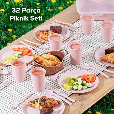 Porsima 0039 Karizma 6 Kişilik Piknik Seti - Çantalı Piknik Seti-32 Parça Piknik Organizer-Pudra